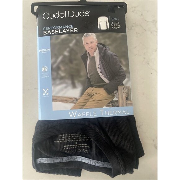 Cuddl Duds Men's Midweight Waffle‎ Thermal Performance Base Layer Crew Top Small - Picture 1 of 5
